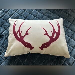 Antler Design Cream and Pink Pillow